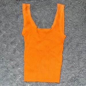 Orange Ribbed Women's Top